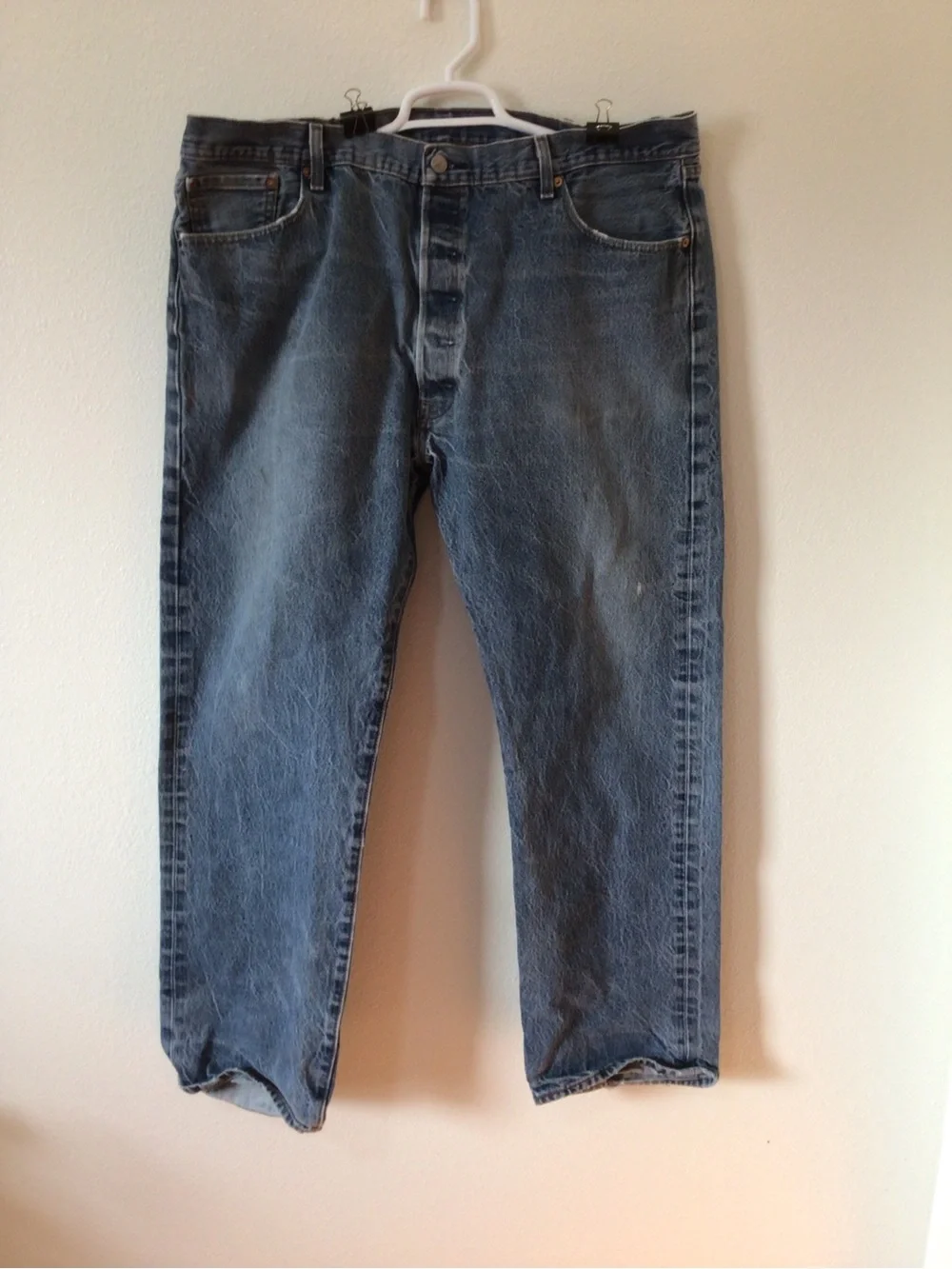 Levi's Men's Straight Button-Fly Jeans in Faded Blue Denim